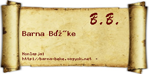 Barna Béke névjegykártya
